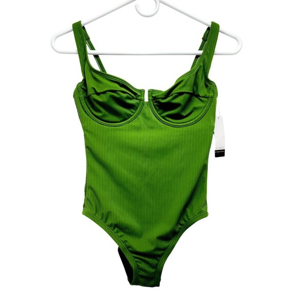 Sofía By Sofía Vergara Green Ribbed Sandra Underwire One-Piece Swimsuit Size XS - Picture 1 of 8
